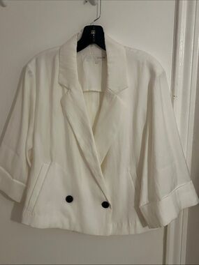 Zara Cream Double-Breasted Relaxed Blazer